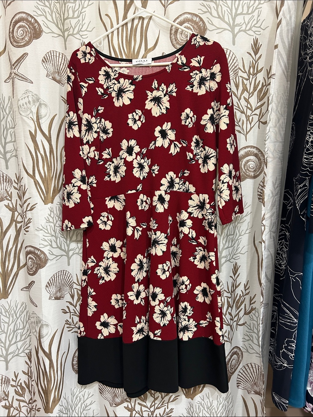 Gilli Red Floral Dress with Black Trim